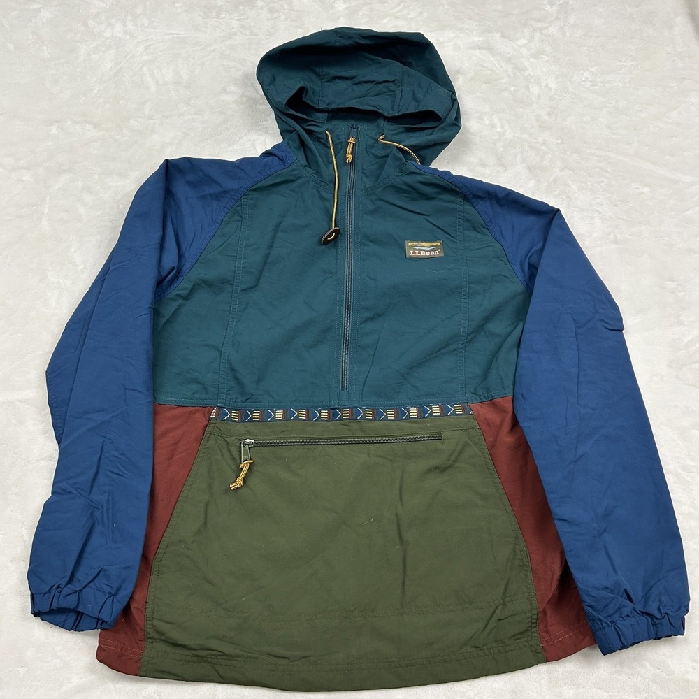 LL Bean Mountain Classic Anorak Mens Medium Multicolor Colorblock 505271